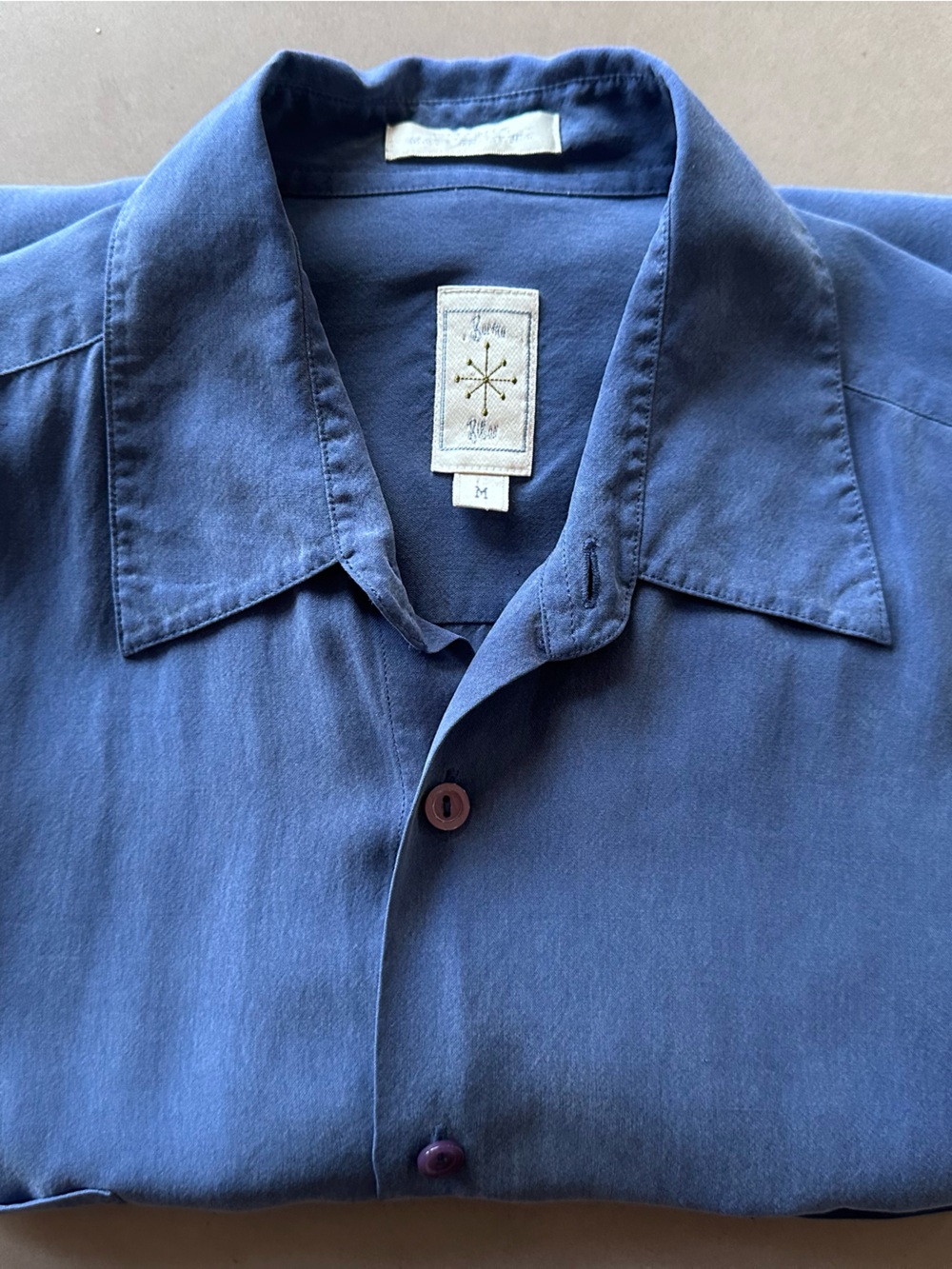 Men's Blue Silk Button-Up Shirt - Classic Collared Shirt